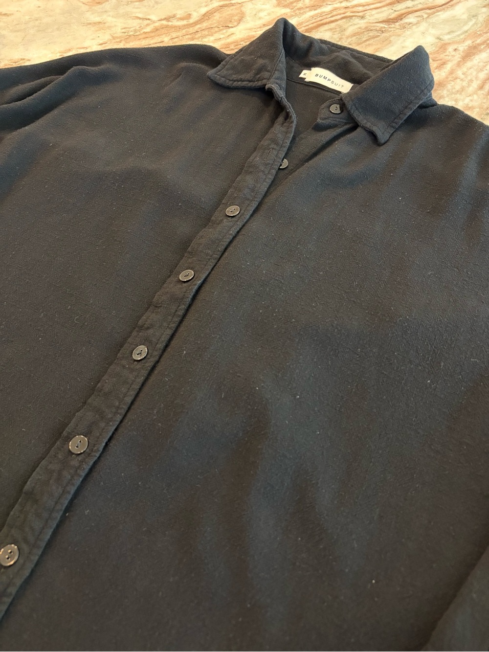 Bumpsuit Black Oversized Button Up Relaxed Maternity Postpartum Shirt Top Medium - Picture 4 of 12